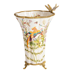 Ваза из фарфора с бронзовой стрекозой  Paradise Dragonfly варинант исполнения - 6 | Loft Concept во Владивостоке