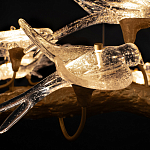 Люстра подвесная линейная с прозрачными стеклянными птичками на ветвях Serip Voa варинант исполнения - 11 | Loft Concept во Владивостоке