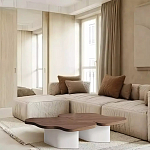 Дизайнерский журнальный стол с фигурной столешницей на белом основании Holarisex варинант исполнения - 1 | Loft Concept во Владивостоке