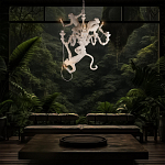 Люстра с тремя фигурами обезьян с лампочками в руках белого цвета Hanging Monkey варинант исполнения - 10 | Loft Concept во Владивостоке