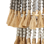 Подвесной светильник двухъярусный с декором из круглых деревянных бусин с кисточками Gray Brown Wooden Beads Chandelier варинант исполнения - 1 | Loft Concept во Владивостоке