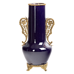 Ваза темно-синяя фарфоровая с бронзовыми ручками и ножками Eden Garden варинант исполнения - 1 | Loft Concept во Владивостоке
