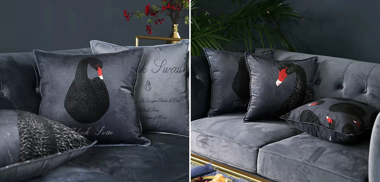 Декоративная подушка Black Swan II Cushion Черная - Loft-Concept во Владивостоке