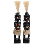 Комплект из 2-х деревянных статуэток Asmat Straw Headdress Statuettes Multicolor варинант исполнения - 1 | Loft Concept во Владивостоке