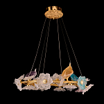 Люстра круглая на золотом каркасе с птичками и цветочным декором Miscellaneous herbs варинант исполнения - 2 | Loft Concept во Владивостоке