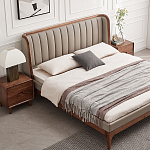 Кровать двуспальная с мягким изголовьем Moon Walnut Bed варинант исполнения - 1 | Loft Concept во Владивостоке