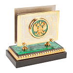 Настольный письменный набор из малахита и долерита с декором в виде герба России Leader Organizer варинант исполнения - 6 | Loft Concept во Владивостоке