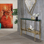 Консоль овальной формы золотая с полкой для хранения Craig варинант исполнения - 4 | Loft Concept во Владивостоке