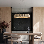 Люстра круглая из толстых деревянных реек Natural Style варинант исполнения - 4 | Loft Concept во Владивостоке