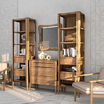 Витрина левая из массива дуба с 5-ю полками и 2-мя ящиками Tasteful Furniture варинант исполнения - 3 | Loft Concept во Владивостоке