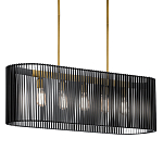 Люстра подвесная овальной формы с металлическим решетчатым абажуром матово-черного цвета и 5 лампами Kichler варинант исполнения - 1 | Loft Concept во Владивостоке