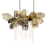 Люстра подвесная с 22-мя гранёными стеклянными плафонами с вертикальными подвесками Gilded Mirage  варинант исполнения - 7 | Loft Concept во Владивостоке