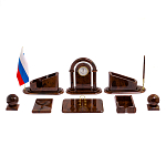 Настольный письменный набор с часами из природного камня обсидиана  Contract Extended варинант исполнения - 1 | Loft Concept во Владивостоке