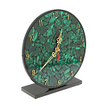 Часы настольные круглые из натурального камня Малахит Round Stone Clock варинант исполнения - 2 | Loft Concept во Владивостоке