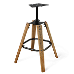 Барный стул со спинкой и подлокотниками на 4-х коричневых деревянных ножках Бежевый Велюр Ava Charm варинант исполнения - 6 | Loft Concept во Владивостоке