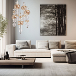 Люстра с плафонами из прозрачного и янтарного стекла в виде шаров и ромбов Gabriel Scott Luna варинант исполнения - 12 | Loft Concept во Владивостоке