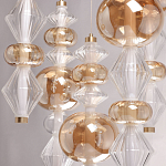 Люстра с плафонами из прозрачного и янтарного стекла в виде шаров и ромбов Gabriel Scott Luna варинант исполнения - 8 | Loft Concept во Владивостоке