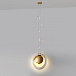 Подвесной светильник с бежевым текстурным кольцом и латунным шаром в центре Tactile  варинант исполнения - 5 | Loft Concept во Владивостоке