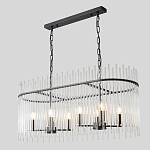 Люстра подвесная овальная со стеклянными прозрачными трубками и металлическим каркасом черного цвета Nembus варинант исполнения - 5 | Loft Concept во Владивостоке