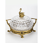 Конфетница из прозрачного рельефного стекла с ручкой и фигуркой лебедя Eden Garden варинант исполнения - 2 | Loft Concept во Владивостоке