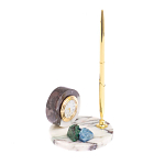 Часы настольные с шариковой металлической ручкой из натурального камня Stone Clock варинант исполнения - 2 | Loft Concept во Владивостоке