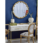 Зеркало круглое в фактурной золотистой раме из металла Mirror Golden Placer варинант исполнения - 2 | Loft Concept во Владивостоке