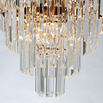 Люстра из черного металла с многоярусными подвесками из прозрачного хрусталя на золотой цепи Empire Black Chandelier Crystal варинант исполнения - 7 | Loft Concept во Владивостоке