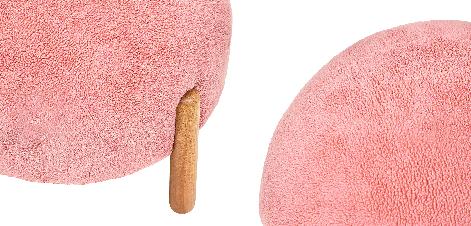 Пуф круглый на деревянных ножках Ralfie Pouf Pink Пуф круглый на деревянных ножках Ralfie Pouf Pink - Loft-Concept во Владивостоке