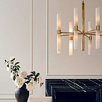 Люстра золотая с 16-ю тонкими цилиндрическими плафонами Shoulders варинант исполнения - 3 | Loft Concept во Владивостоке