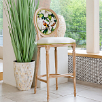 Барный стул золотистый из натурального бука с изображением птицы и цветов Blooming Birds варинант исполнения - 2 | Loft Concept во Владивостоке