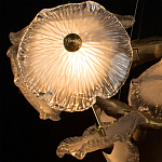 Люстра подвесная круглая с ветвистыми бронзовыми элементами и стеклянными рифлеными дисками Textured Glass Chandelier варинант исполнения - 5 | Loft Concept во Владивостоке