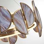 Люстра круглая с полукруглыми плафонами из искусственного алебастра в бронзовой оправе Marbella варинант исполнения - 4 | Loft Concept во Владивостоке