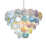 Люстра с каскадом из круглых разноцветных стеклянных дисков Mother of Pearl Iridescence варинант исполнения - 5 | Loft Concept во Владивостоке