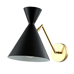 Бра черного цвета с конусообразным плафоном на золотом основании Loft Metal варинант исполнения - 1 | Loft Concept во Владивостоке