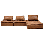 Модульное коричневое кожаное кресло Caron Leather Armchair варинант исполнения - 5 | Loft Concept во Владивостоке