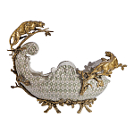 Чаша для фруктов из фарфора бронзовыми фигурками леопардов Eden Garden варинант исполнения - 3 | Loft Concept во Владивостоке