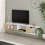 ТВ-тумба подвесная белая с полкой и откидной дверцей цвета древесины TONE TV STAND WHITE варинант исполнения - 3 | Loft Concept во Владивостоке