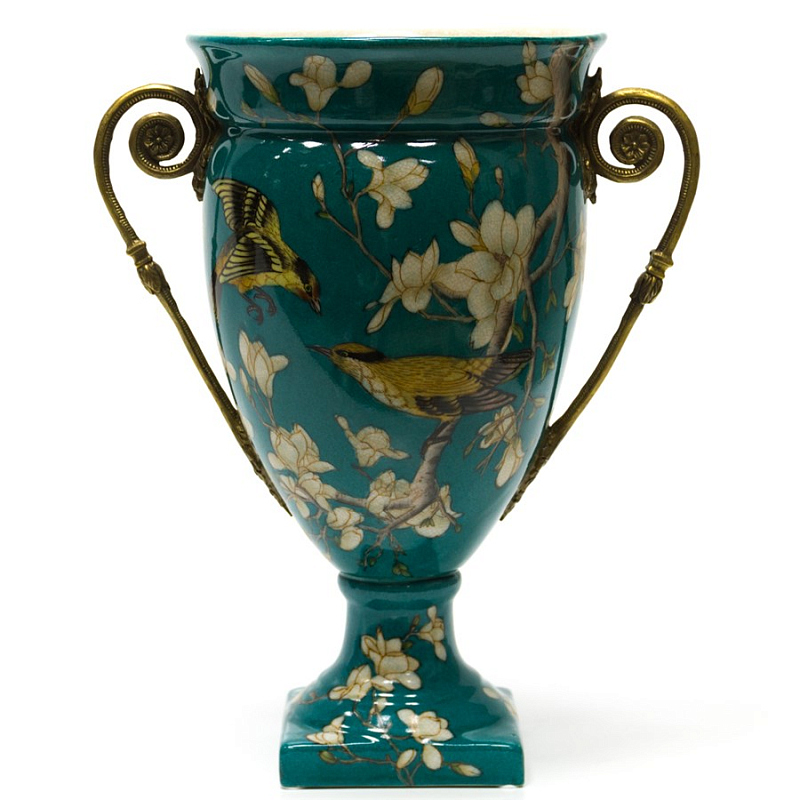 Фарфоровая ваза Porcelain Turquoise Cup Бирюзовый Бронза Фарфоровая ваза Porcelain Turquoise Cup Бирюзовый Бронза во Владивостоке | Loft Concept