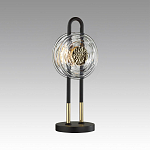 Настольная лампа черного цвета с круглым прозрачным стеклянным плафоном Virelia  варинант исполнения - 3 | Loft Concept во Владивостоке