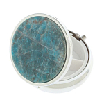 Таблетница карманная круглая с 3-мя отделениями и накладкой из натурального камня Апатит Голубой Silver Stone Pillboxes варинант исполнения - 2 | Loft Concept во Владивостоке