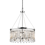 Люстра круглая цвета хром с вертикальными стеклянными трубками и круглыми подвесками Kichler варинант исполнения - 1 | Loft Concept во Владивостоке