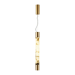 Подвесной светильник цилиндрической формы с плафоном из алебастра и металлическими торцами Латунь 60 см Cryptocrystalline Stone варинант исполнения - 2 | Loft Concept во Владивостоке