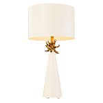 Настольная лампа с декоративным элементом золотого цвета и цилиндрическим абажуром из папье-маше светлого оттенка Flambeau варинант исполнения - 1 | Loft Concept во Владивостоке