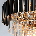 Люстра из черного металла с многоярусными подвесками из прозрачного хрусталя на золотой цепи Empire Black Chandelier Crystal варинант исполнения - 6 | Loft Concept во Владивостоке