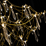 Люстра подвесная с изогнутым металлическим каркасом и множеством хрустальных подвесок Золото Диаметр 80 см Quasar варинант исполнения - 1 | Loft Concept во Владивостоке