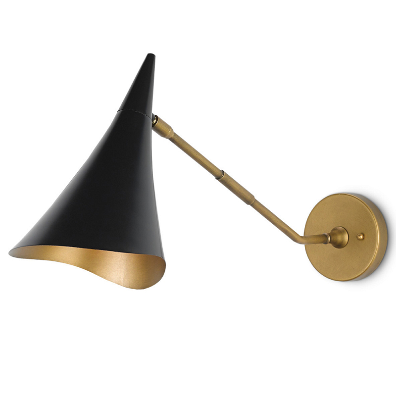 Бра с черными конусообразным плафоном Contrasting Lamps Черный Латунь Бра с черными конусообразным плафоном Contrasting Lamps Черный Латунь во Владивостоке | Loft Concept
