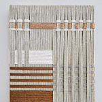 Панно из шнура Бежевая геометрическая абстракция wall panel line beige  варинант исполнения - 1 | Loft Concept во Владивостоке