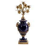 Подсвечник из темно-синего фарфора с бронзовыми элементами и цветами Eden Garden варинант исполнения - 1 | Loft Concept во Владивостоке