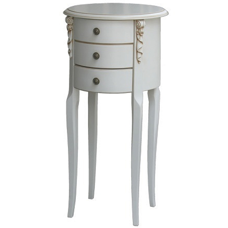 Круглый небольшой комод в стиле прованс Montmartre Provence Chest of Drawers Белый Орех Круглый небольшой комод в стиле прованс Montmartre Provence Chest of Drawers Белый Орех во Владивостоке | Loft Concept