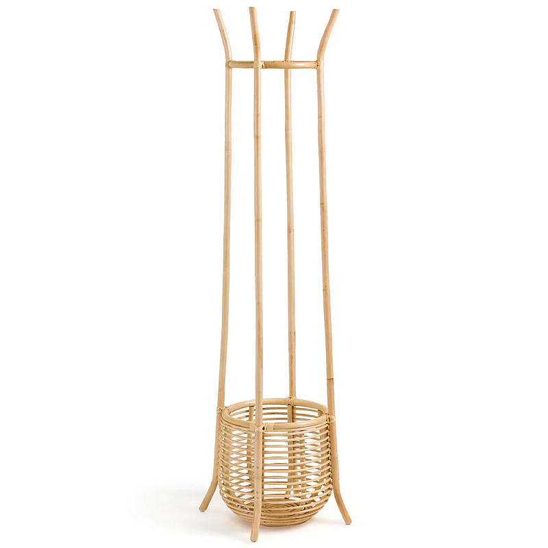 Напольная вешалка с корзиной из ротанга Trina Wicker Floor Hanger Бежевый Напольная вешалка с корзиной из ротанга Trina Wicker Floor Hanger Бежевый во Владивостоке | Loft Concept